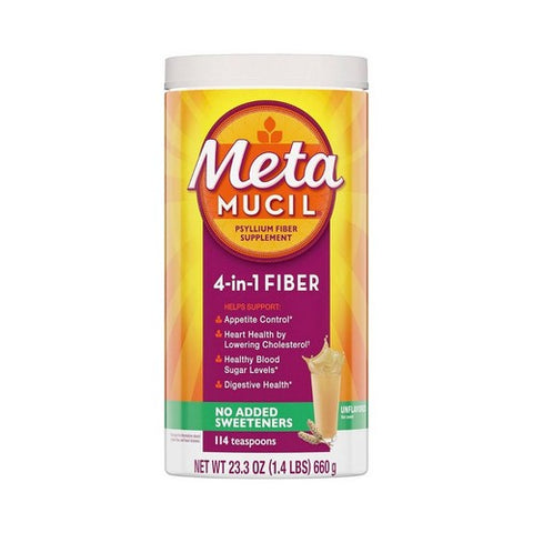 Metamucil, 4 In 1 Fiber Powder No Added Sweeteners Unflavored, 23.3 Oz Metamucil