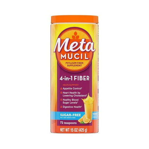 Metamucil, 4 In 1 Fiber Powder Sugar Free Orange, 15 Oz Metamucil