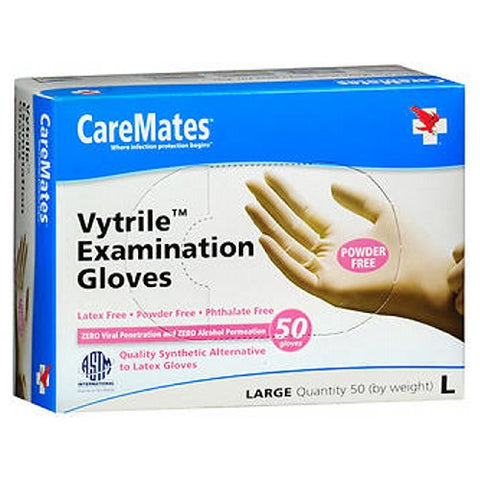 Caremates, Vytrile Examination Gloves Large, 50 Count Caremates