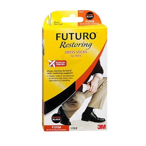 Restoring Dress Socks For Men Over The Calf Black Firm Extra Large 1 Pair by Futuro