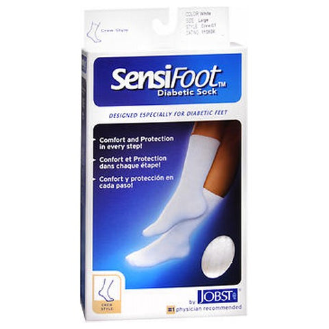 Jobst, Sensifoot Diabetic Sock Crew Style White Large, 1 Pair Jobst