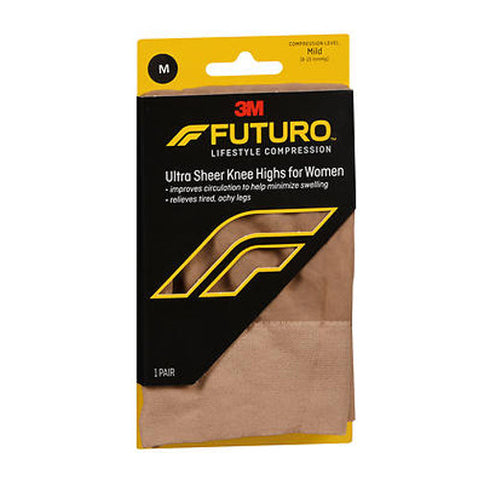 Futuro, Lifestyle Compression Ultra Sheer Knee Highs For Women Mild Medium Nude, 1 Each Futuro