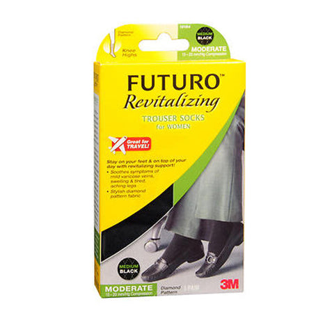 Futuro, Trouser Socks For Women Diamond Pattern Black Medium, 1 Count Futuro