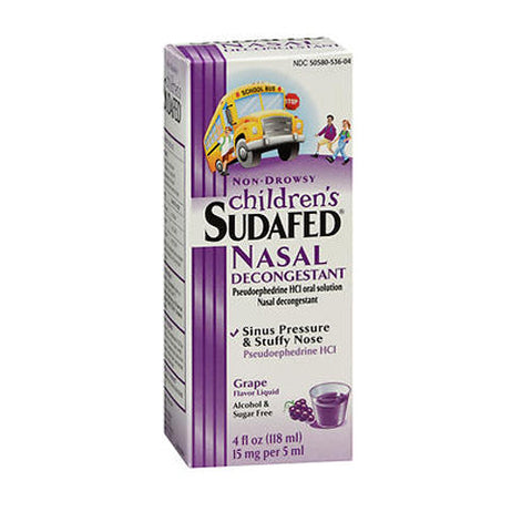 Sudafed Pe, Children'S Nasal Decongestant Pseudoephedrine Hcl Oral Solution Grape, 4 Oz Sudafed Pe