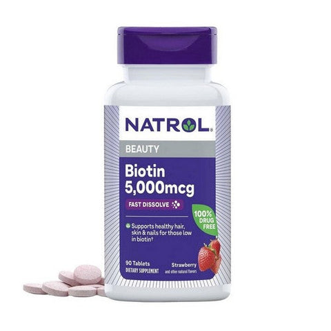 Natrol, Biotin Fast Dissolve, 5000 MCG, 90 TABS Natrol