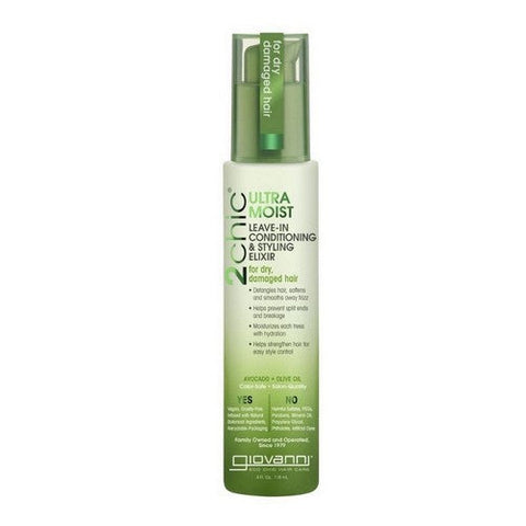 Giovanni Cosmetics, 2Chic Ultra-Moist Leave-In Conditioning And Styling Elixir With Avocado & Olive Oil, Leave In Avocado and Olive Oil 4 OZ Giovanni Cosmetics