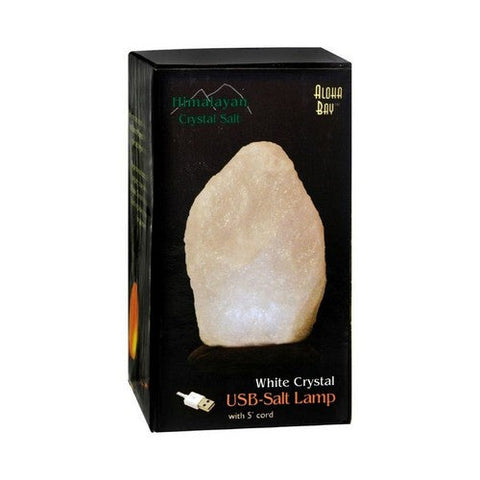 Aloha Bay, Himalayan Salt Crystal Lamp 4 inches, White USB 1 CT Aloha Bay