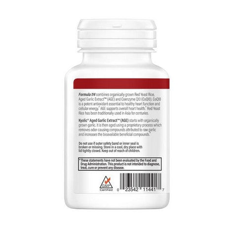 Kyolic, Aged Garlic Extract Red Yeast Rice Plus Coq10 Formula 114, 75 Caps Kyolic