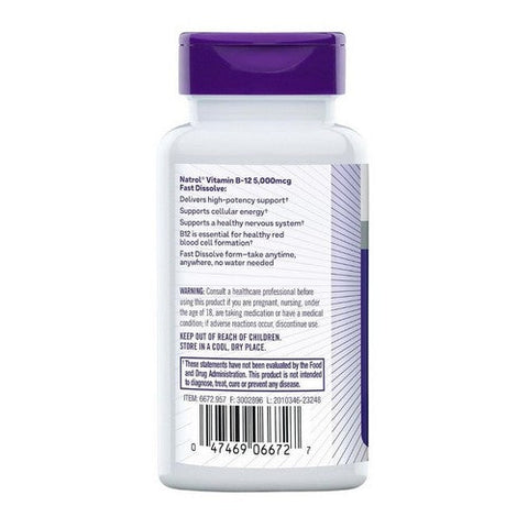 Natrol, Vitamin B12 Fast Dissolve, 5000 mcg, 100 Tabs Natrol