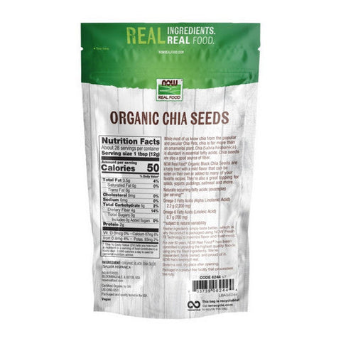 Now Foods, Organic Chia Seed Black, 12 oz Now Foods
