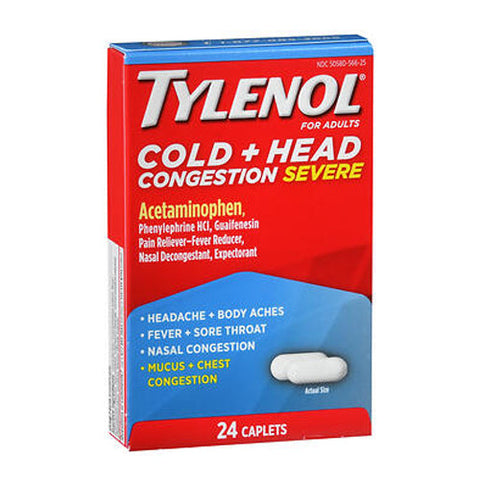 Tylenol, Cold Plus Head Congestion Severe Caplets, 24 Caps Tylenol