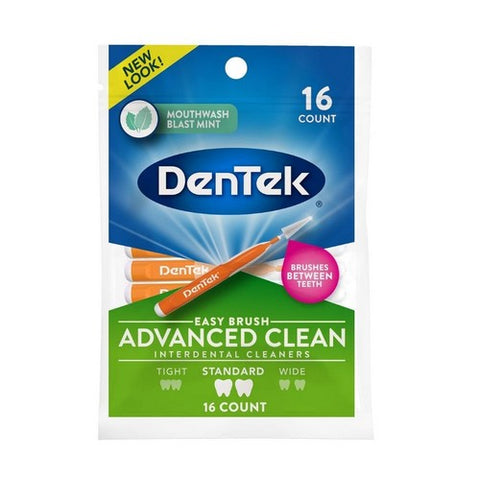 Dentek, Easy Brush Interdental Cleaners Standard Fresh Mint With Fluoride Coating, 16 Count Dentek