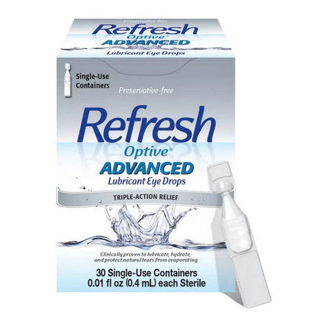 Refresh, Optive Advanced Lubricant Eye Drops Single-Use Containers, 30 Count Refresh