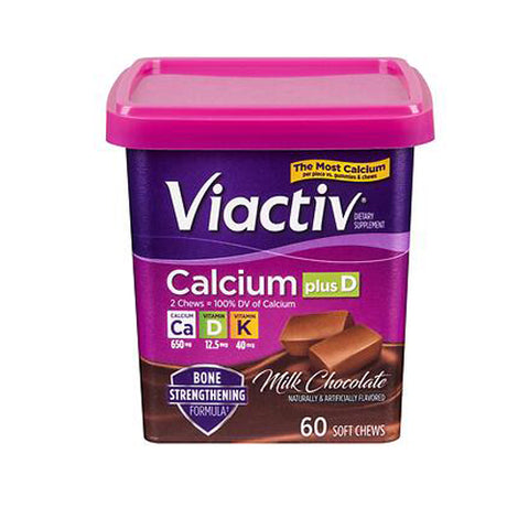 Viactiv, Calcium Plus Vitamin D Soft Chews, Milk Chocolate 60 Each Viactiv