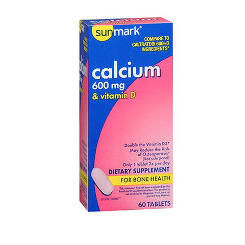 Sunmark, Calcium With Vitamin D Tablets, 600 mg, 60 Tabs Sunmark