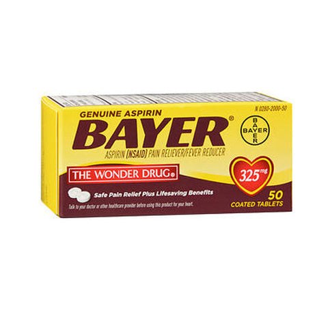 Bayer, Genuine Aspirin Pain Reliever Fever Reducer Coated Tablets, 325 Mg, 50 Count Bayer