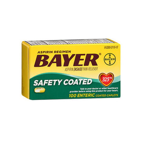 Bayer, Safety Coated Aspirin Enteric Coated Caplets, 325 Mg, 100 Tabs Bayer