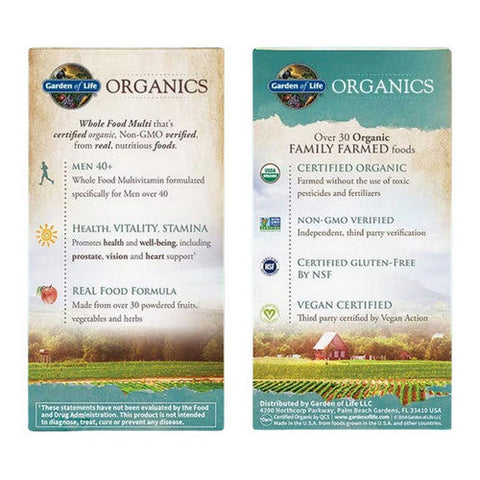 Garden of Life, Organics Mens 40 Plus Multi, 120 Tabs Garden of Life