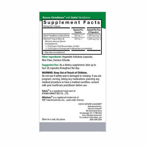 Nature's Answer, Brocco-Glutathione, 500 MG, 60 Veg Caps Nature's Answer