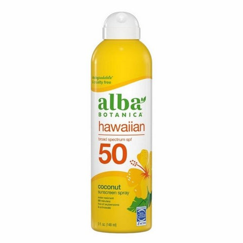 Alba Botanica, Hawaiian Sunscreen Spray Spf 50 Coconut, 5 Oz Alba Botanica