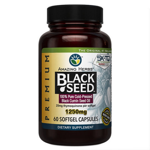 Amazing Herbs, Black Seed Black Cumin Seed Oil, 1250 mg, 60 Caps Amazing Herbs
