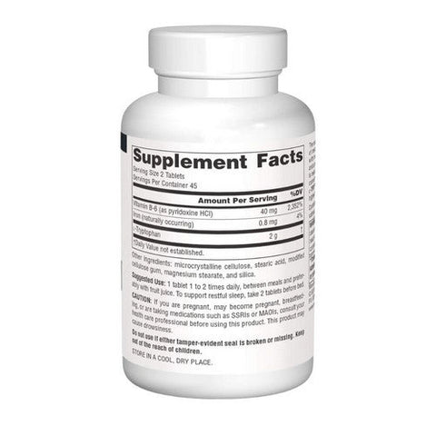 Source Naturals, L-Tryptophan with Vitamin B-6, 1000 mg, 90 Tabs Source Naturals
