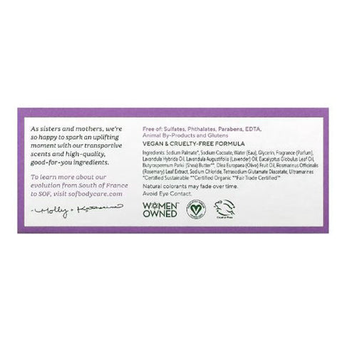 South Of France Soaps, Triple Milled Soap Bar Lavender Fields, 6 Oz South Of France Soaps