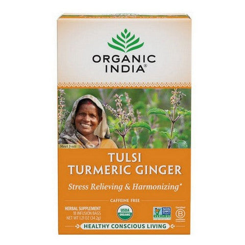 Organic India, Organic Tulsi Turmeric Ginger, 18 Bags (Case Of 6) Organic India