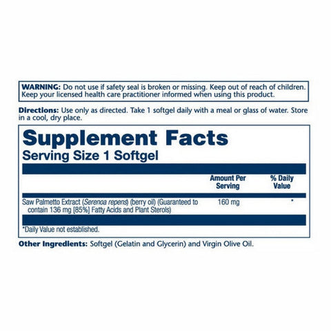 Solaray, Vital Extracts Saw Palmetto, 160 Mg, 30 Softgels Solaray