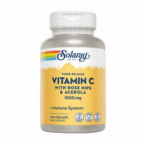 Solaray, Timed Release Vitamin C With Rose Hips And Acerola, 1,000 mg, 100 Caps Solaray