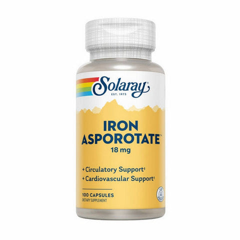 Solaray, Iron Asporotate, 18 Mg, 100 Caps Solaray