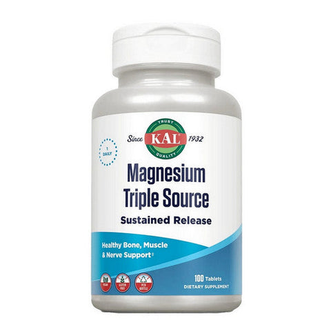 Kal, Magnesium Triple Source Sustained Release, 500 Mg, 100 Tabs Kal