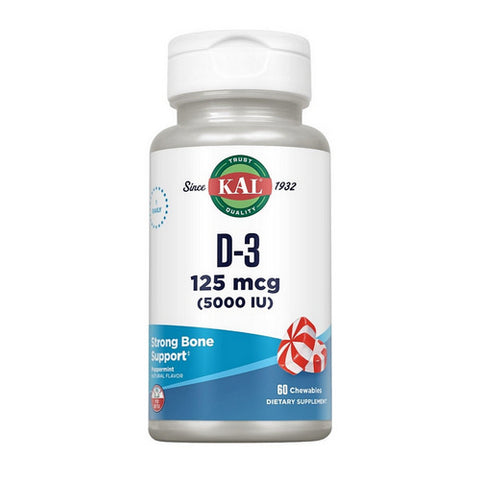 Kal, Ultra D-3, 5,000 IU, Peppermint 60 Chews Kal