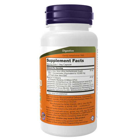 Now Foods, Aloe 10,000 & Probiotics, 60 Veg Capsules Now Foods