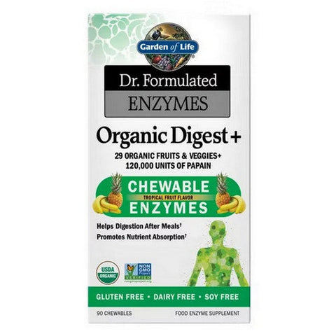 Garden of Life, Dr. Formulated Enzynes Organic Digest+, Tropical Fruit 90 Chews Garden of Life
