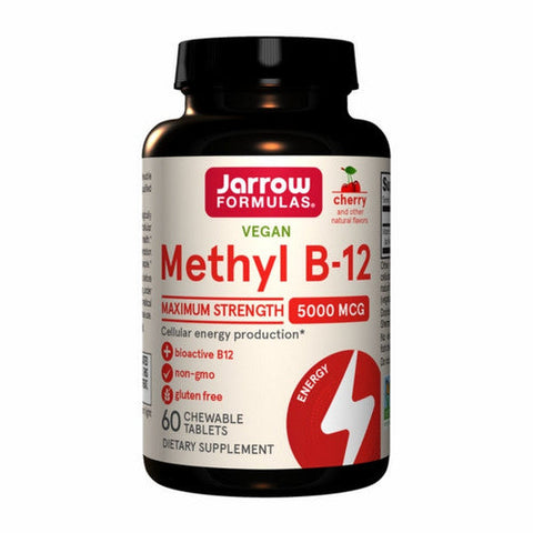 Jarrow Formulas, Vegan Methyl B-12 Maximum Strength Cherry, 5000 Mcg, 60 Chewable Tabs Jarrow Formulas