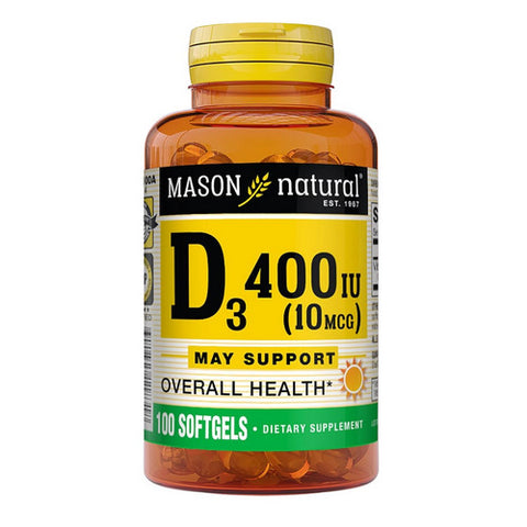 Mason, Vitamin D3, 10 Mcg, 100 Softgels Mason