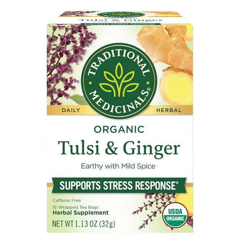 Traditional Medicinals, Organic Tulsi And Ginger, 16 Bags Traditional Medicinals