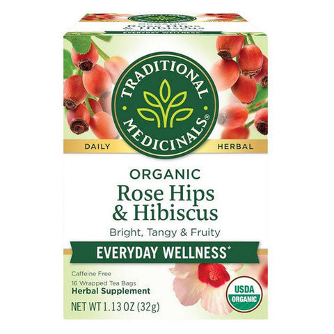 Traditional Medicinals, Organic Rose Hips With Hibiscus Tea, 16 Bags Traditional Medicinals