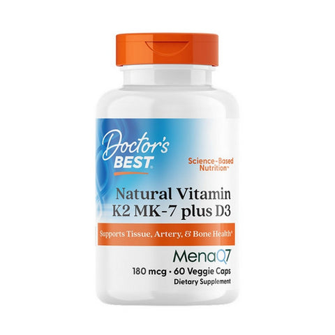 Doctors Best, Natural Vitamin K2 MK-7 with MenaQ7 plus Vitamin D3, 180 mcg, 60 Veggie Caps Doctors Best