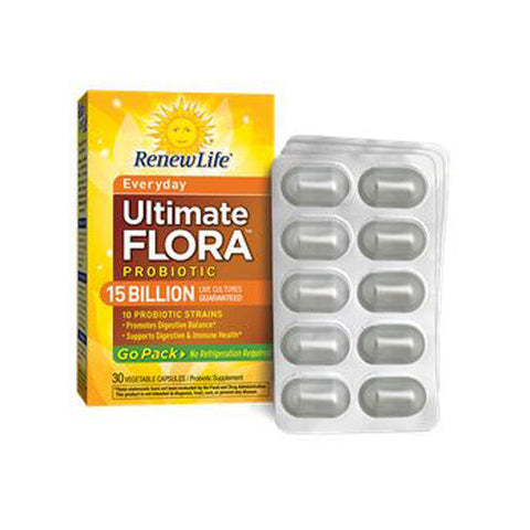 Renew Life, Ultimate Flora Everyday Probiotic Go Pack 15 Billion, 60 Capsules Renew Life