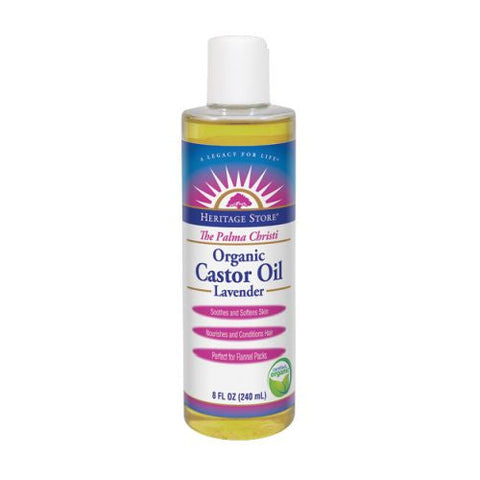 Heritage Store, Castor Oil Lavender Organic, Lavender, 8oz Heritage Store