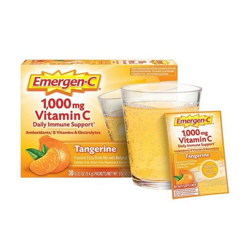 Emergen-C, Daily Immune Support Vitamin C Fizzy Drink Mix Tangerine, Pack Of 30 Emergen-C