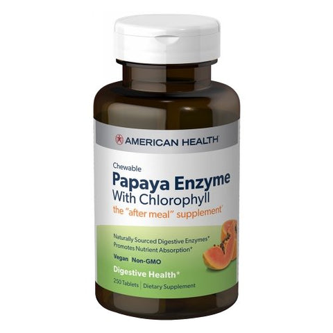 American Health, Papaya Enzyme With Chlorophyll, 250 Chewable Tablets American Health