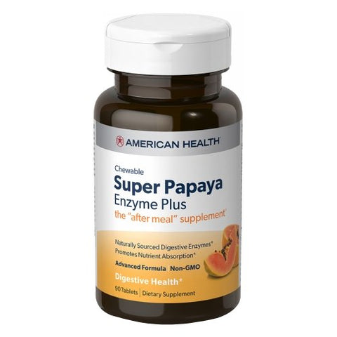 American Health, Super Papaya Enzyme Plus, 90 Chewable Wafers American Health