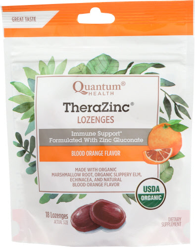 Quantum Health, TheraZinc Organic Bagged Lozenges, Blood Orange 18 Count Quantum Health