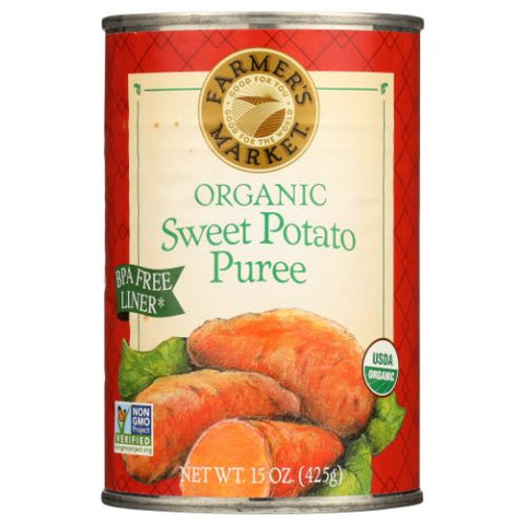 Farmers Market Foods, Organic Sweet Potato Puree, Case of 12 X 15 Oz Farmers Market Foods