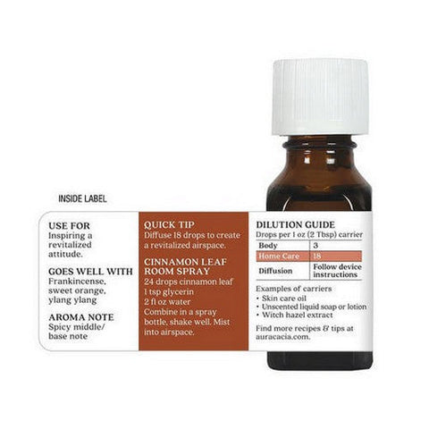 Aura Cacia, Pure Essential Oil Cinnamon Leaf, 0.5 Oz