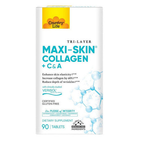 Country Life, Maxi Skin Collagen, 90 Tabs Country Life