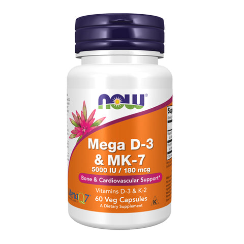 Now Foods, Mega D-3 & Mk-7, 180 Mcg, 60 Caps Now Foods